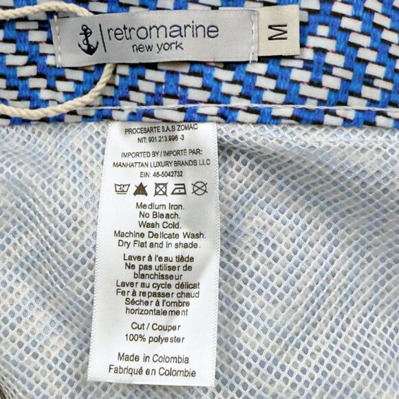 Retromarine New York Men's Swim Trunks Navy Geo Print Mesh Lining MEDIUM NWT - Picture 5 of 7